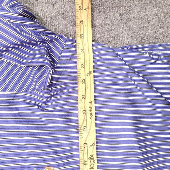 Ralph Lauren Shirt Mens XL Blue Vertical Striped L/Sleeve Custom Fit' Flesh Pony - Picture 6 of 9